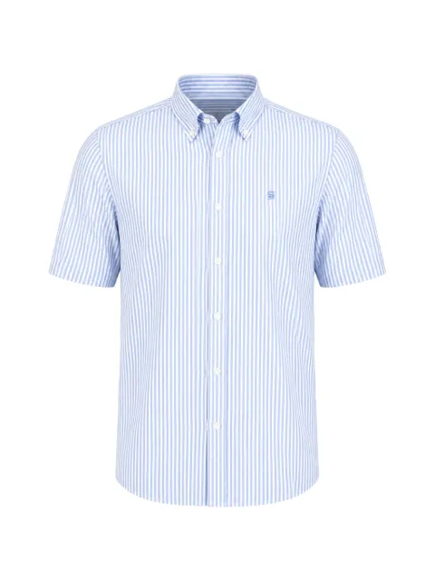 BOSS vertical-stripe short-sleeved shirt