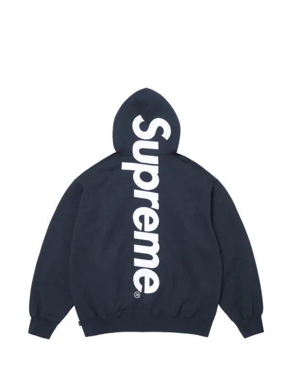 Supreme satin-appliqué Hoodie | Blue | FARFETCH CA