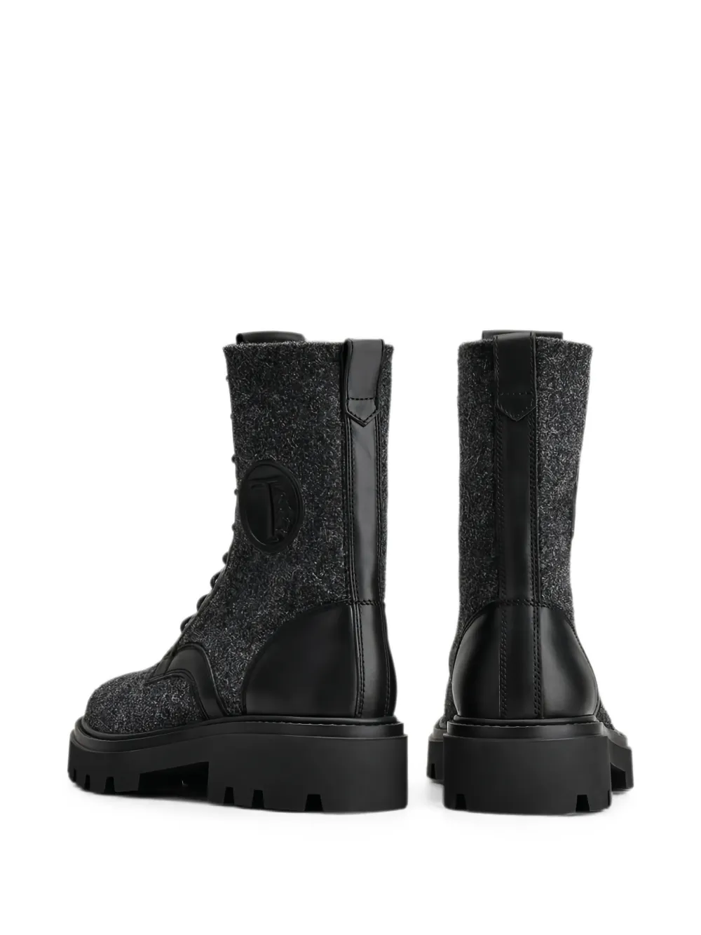Tod's felt-texture lace-up boots Grijs