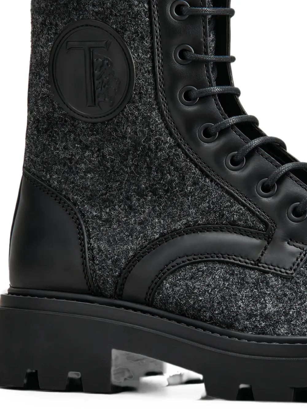 Tod's felt-texture lace-up boots Grijs