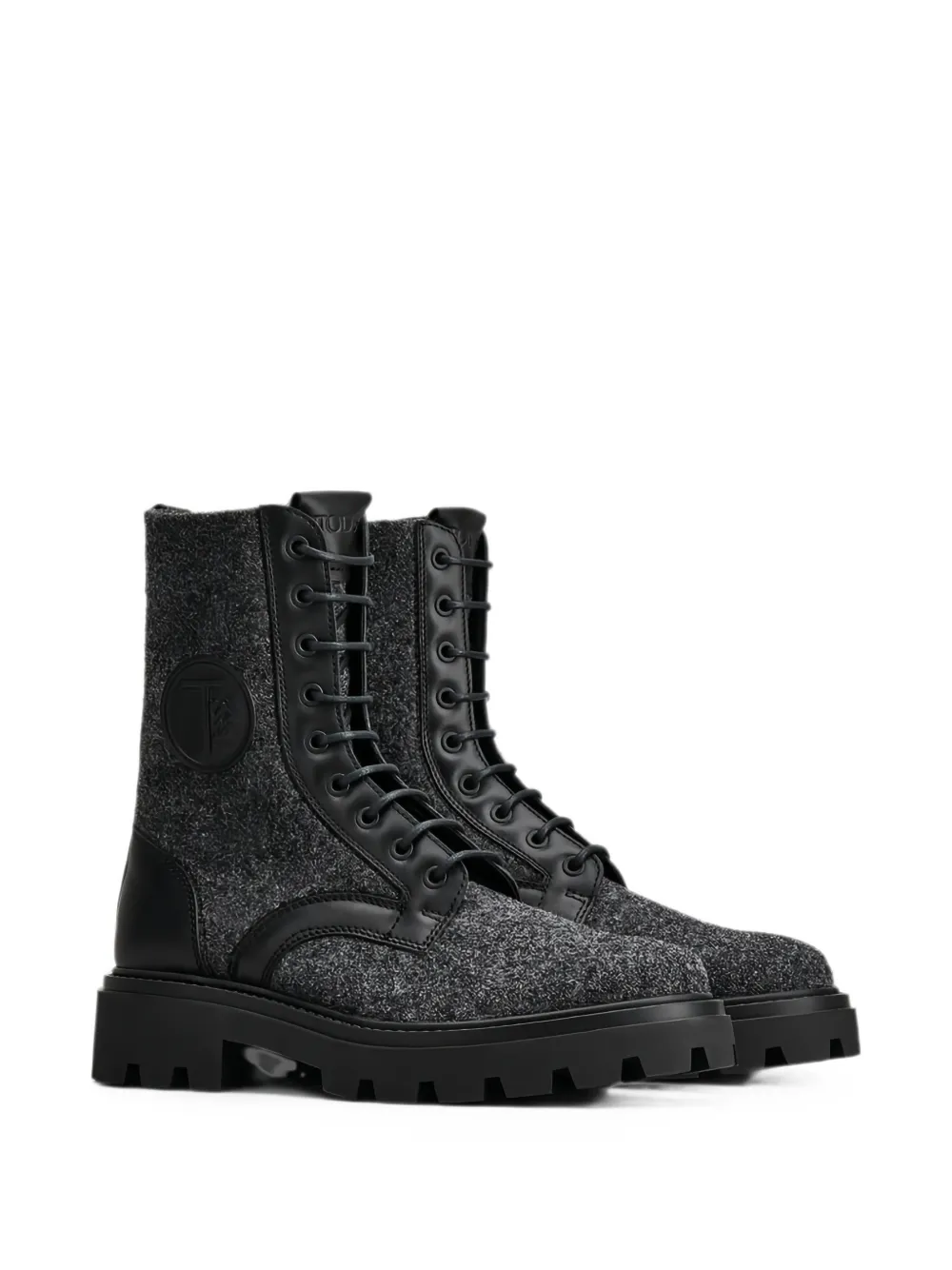 Tod's felt-texture lace-up boots Grijs