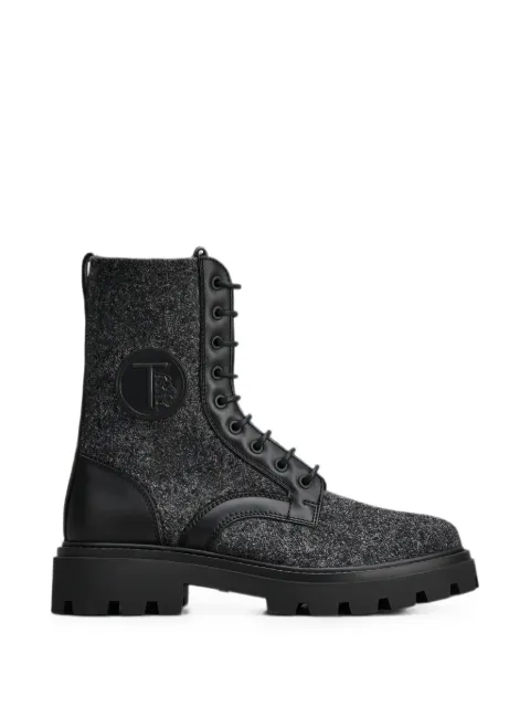 Tod's felt-texture lace-up boots