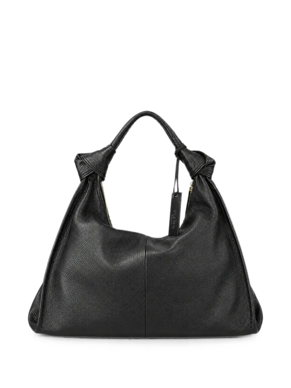  Visona` Alma Knotted Pebbled-texture Handbag - Negro 