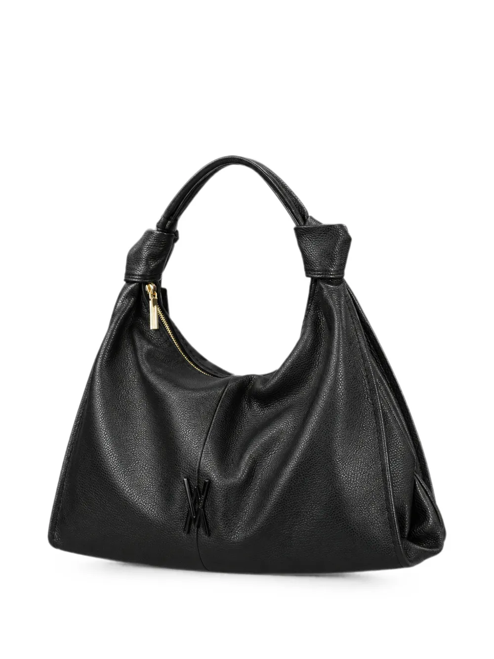  Visona` Alma Knotted Pebbled-texture Handbag - Negro 