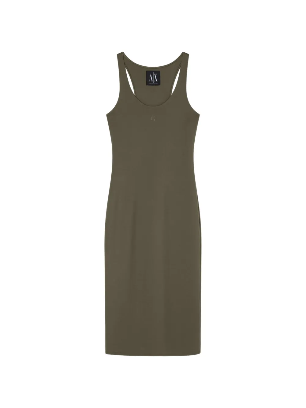 Armani Exchange Midi Icon Logo-embroidered Dress In Green