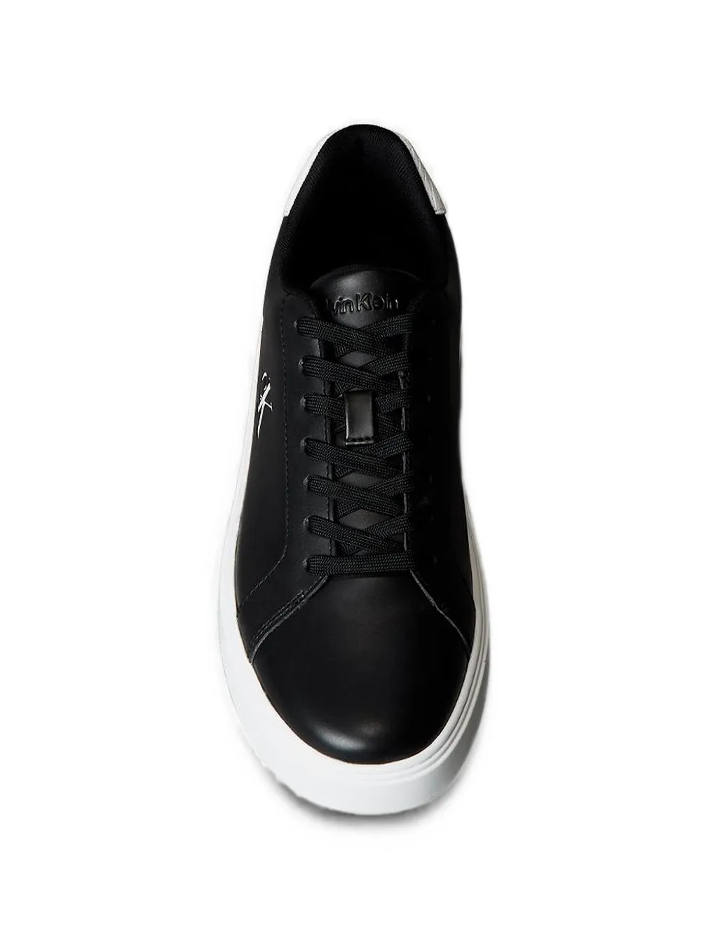 Calvin Klein logo-print leather sneakers Zwart