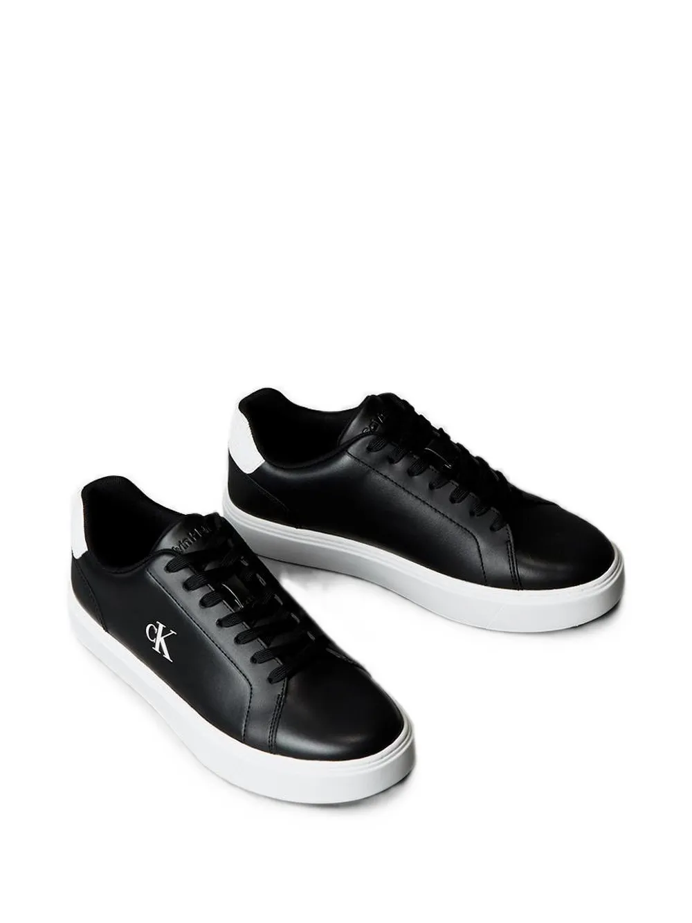 Calvin Klein logo-print leather sneakers Zwart
