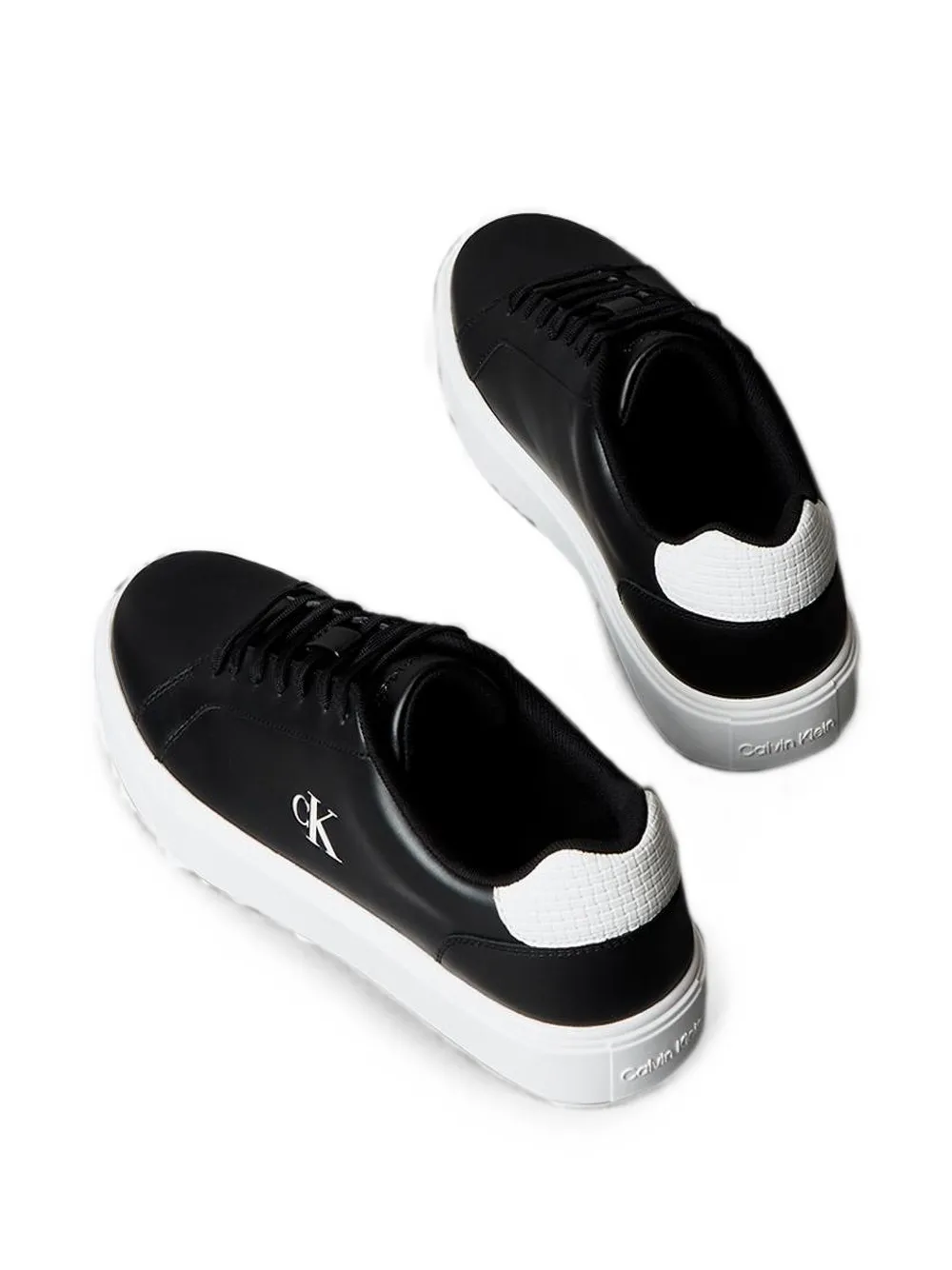 Calvin Klein logo-print leather sneakers Zwart