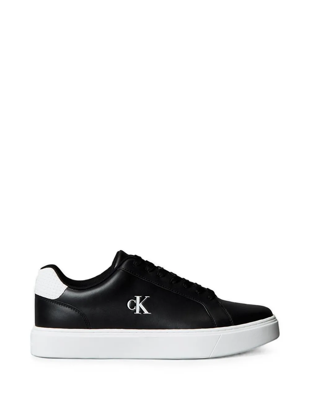 Calvin Klein logo-print leather sneakers - Schwarz