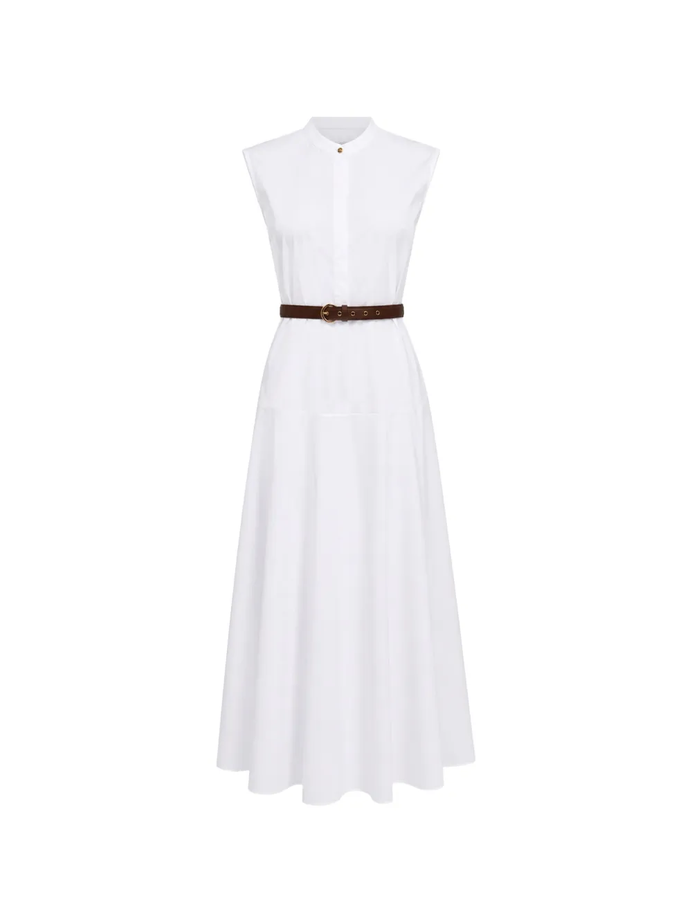 Max Mara Abito midi smanicato con cintura - Bianco