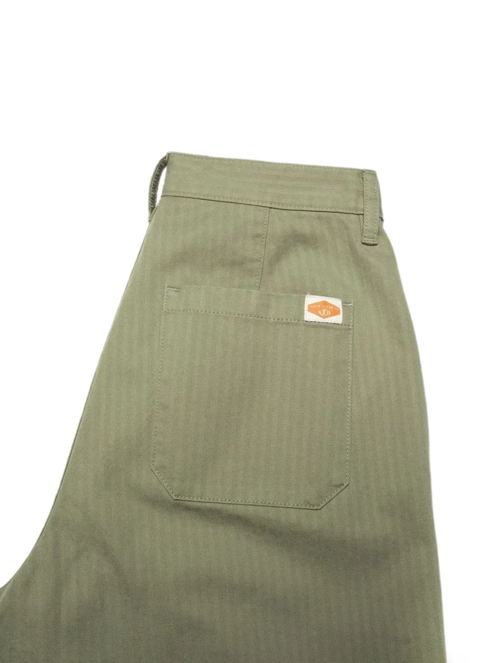 Nudie Jeans Wendy broek met wijde pijpen en visgraat-patroon Groen