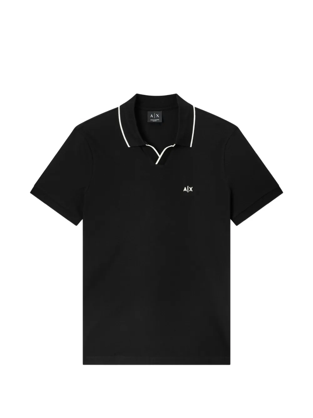 Armani Exchange logo-embroidered contrast-trim polo shirt - Schwarz