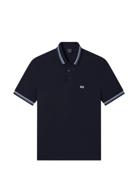 Armani Exchange striped-trim logo-embroidered polo shirt
