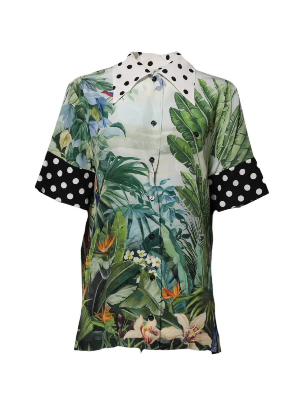 Dolce & Gabbana Seidenhemd mit Blumenmuster - Grün
