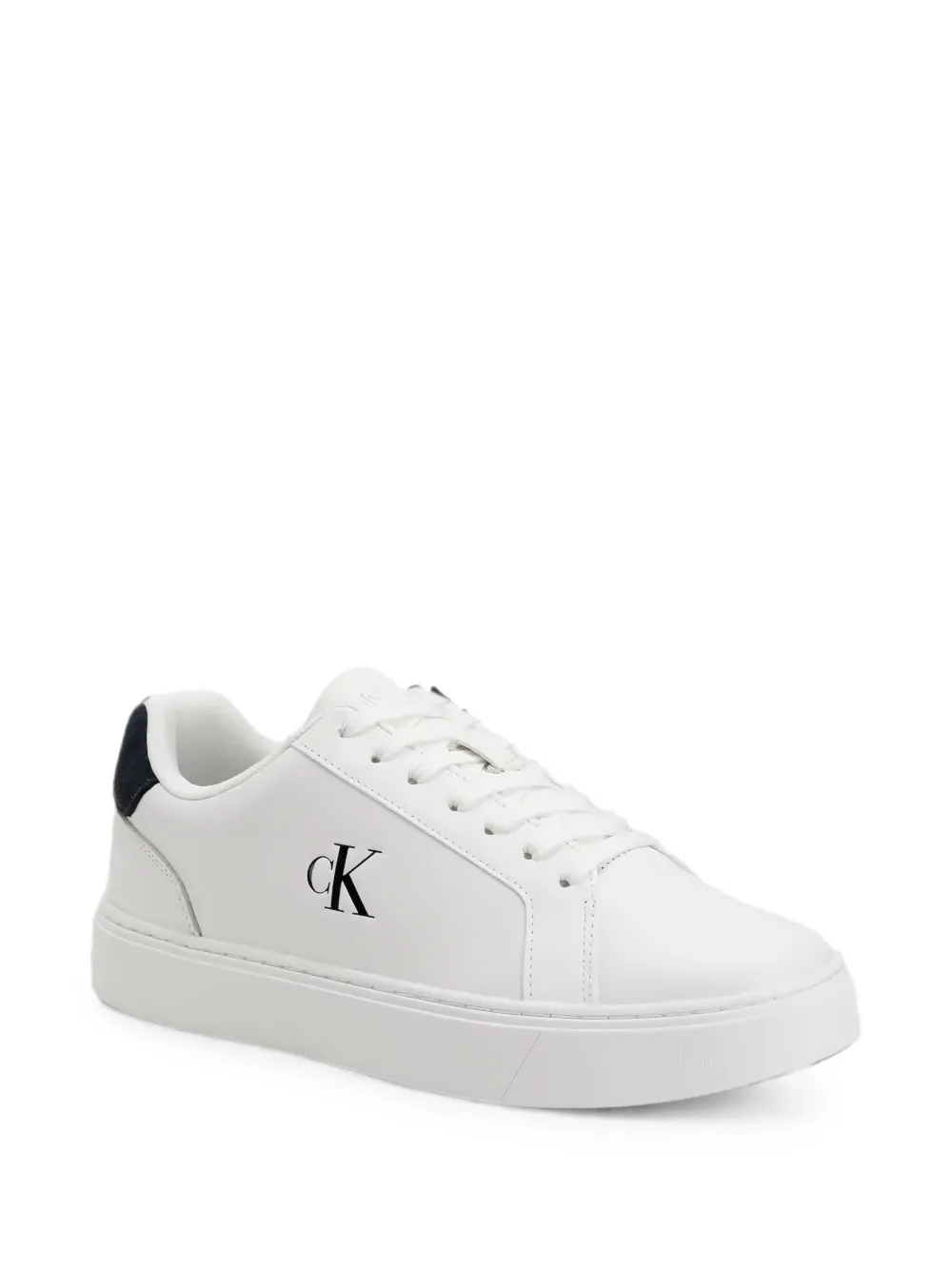 Calvin Klein Signature logo-print leather sneakers Wit