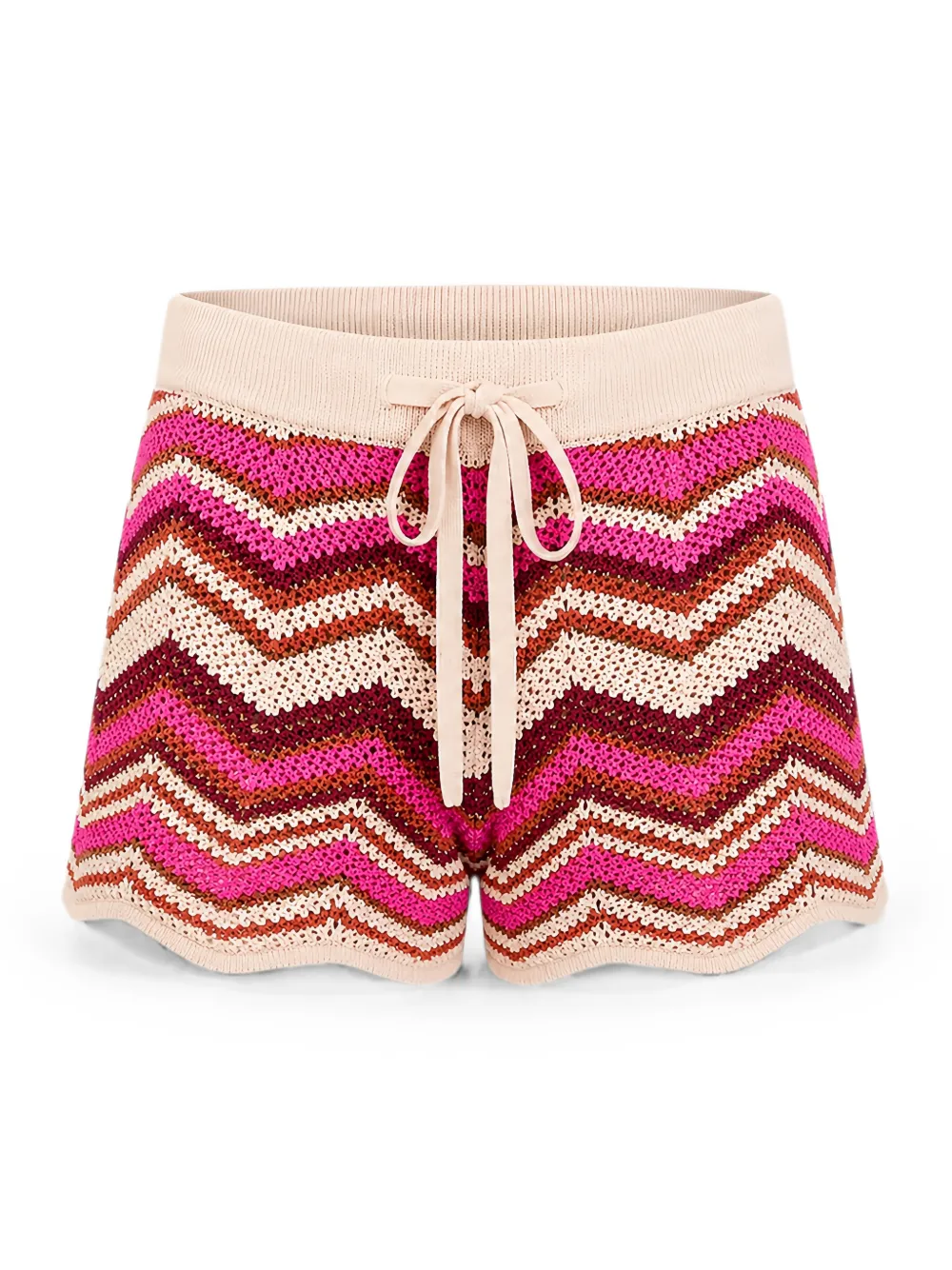  Devon Windsor Chevron-knit Scalloped Shorts - Neutro 