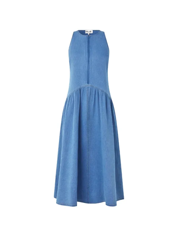 baum und pferdgarten dress blue Almina Denim Maxi | Color:Noir Logo Argent fit:FITTED Eileen Fisher - Women's it features a removable