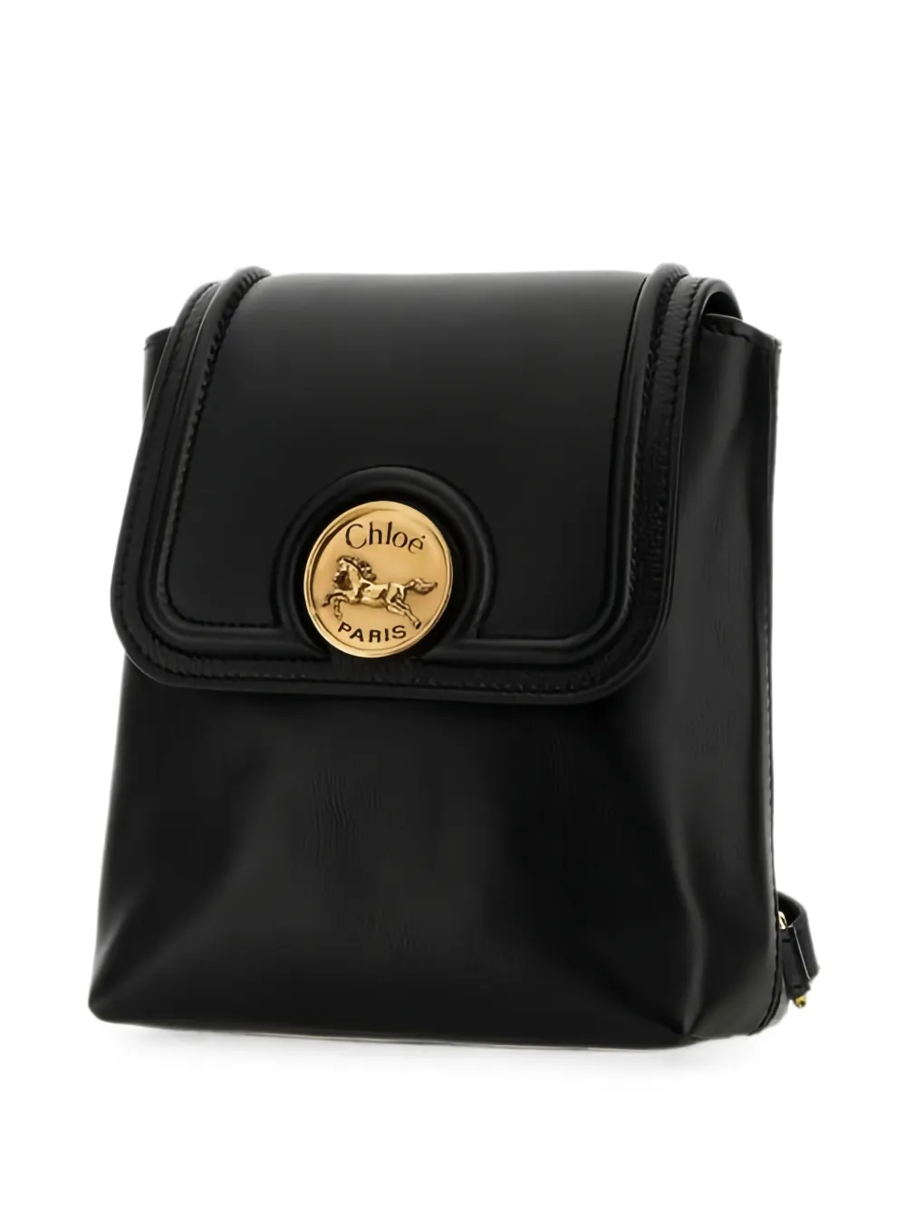  Chloé Horse Medal Foldover Backpack - Negro 