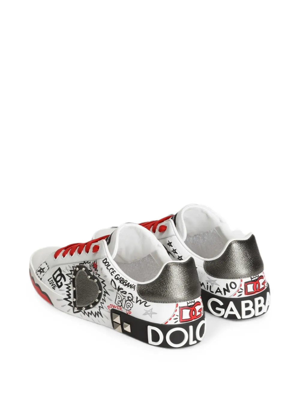 Dolce & Gabbana graffiti-print heart-patch sneakers Wit
