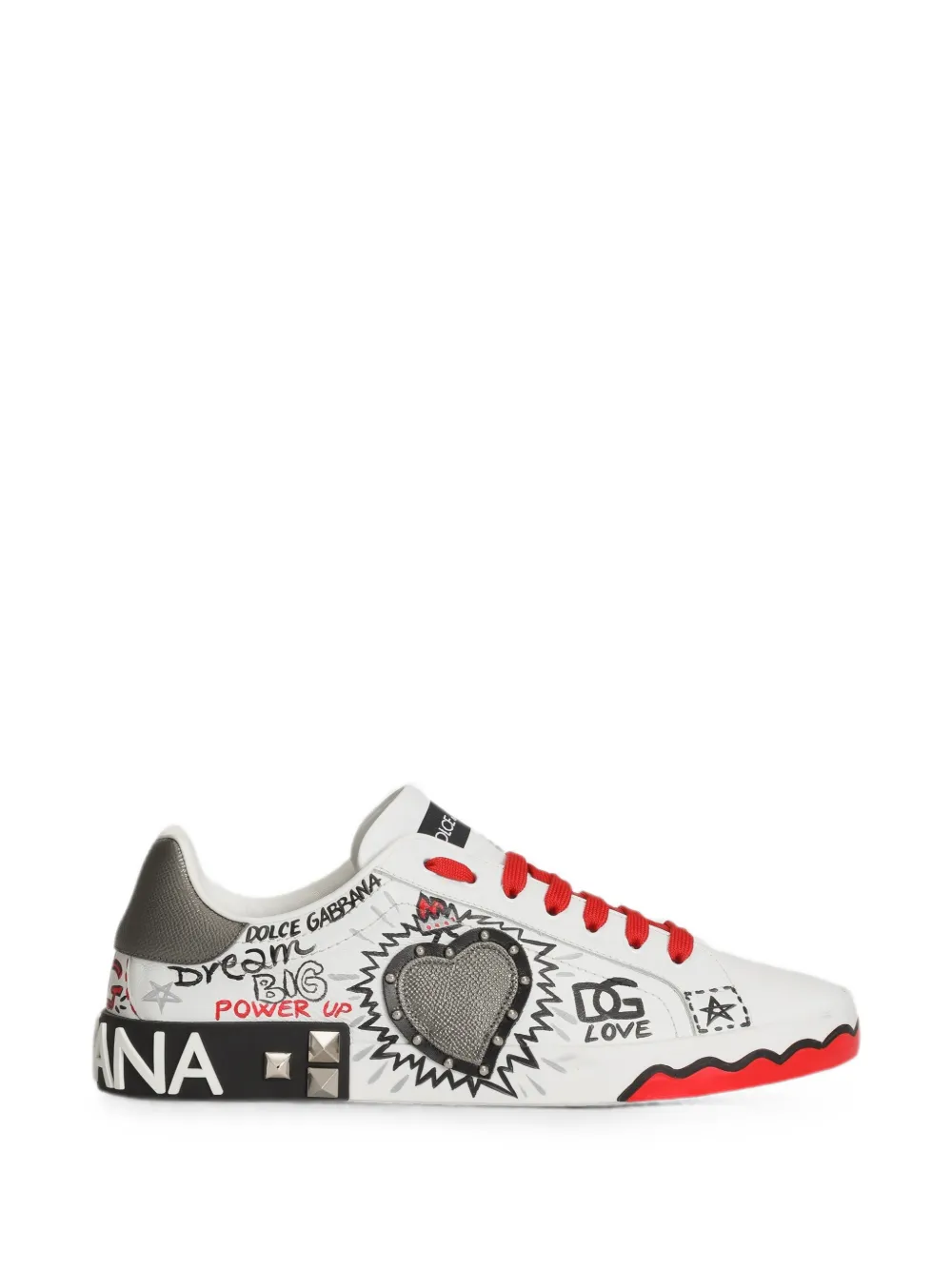 Dolce & Gabbana graffiti-print heart-patch sneakers - Weiß