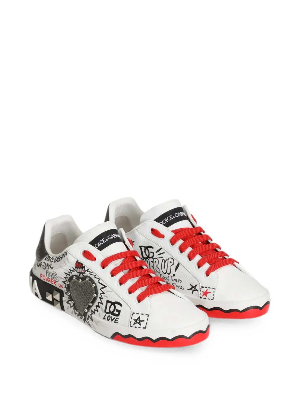 Dolce & Gabbana graffiti-print heart-patch sneakers Wit