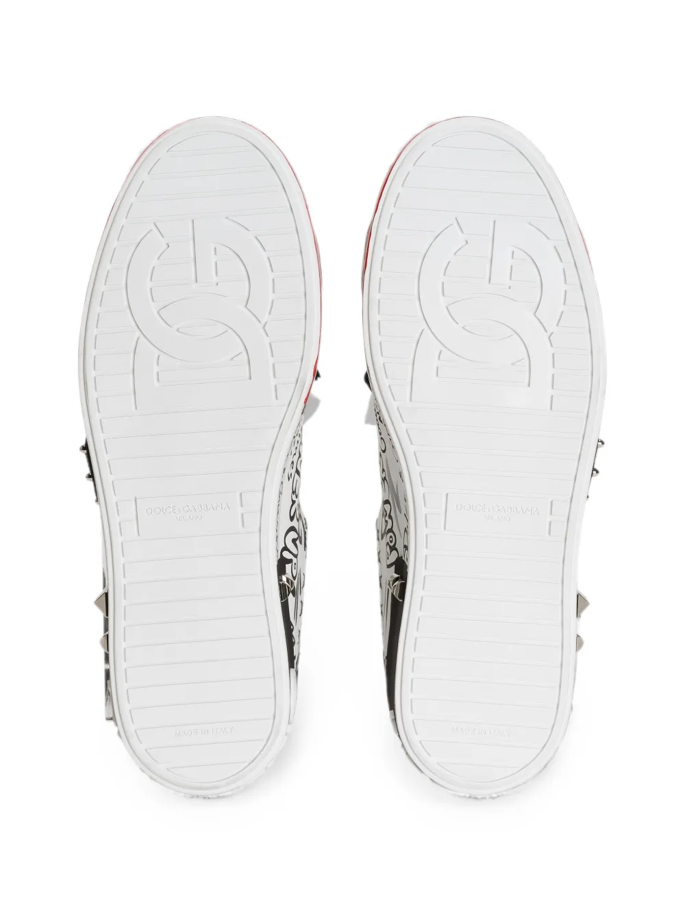 Dolce & Gabbana graffiti-print heart-patch sneakers Wit