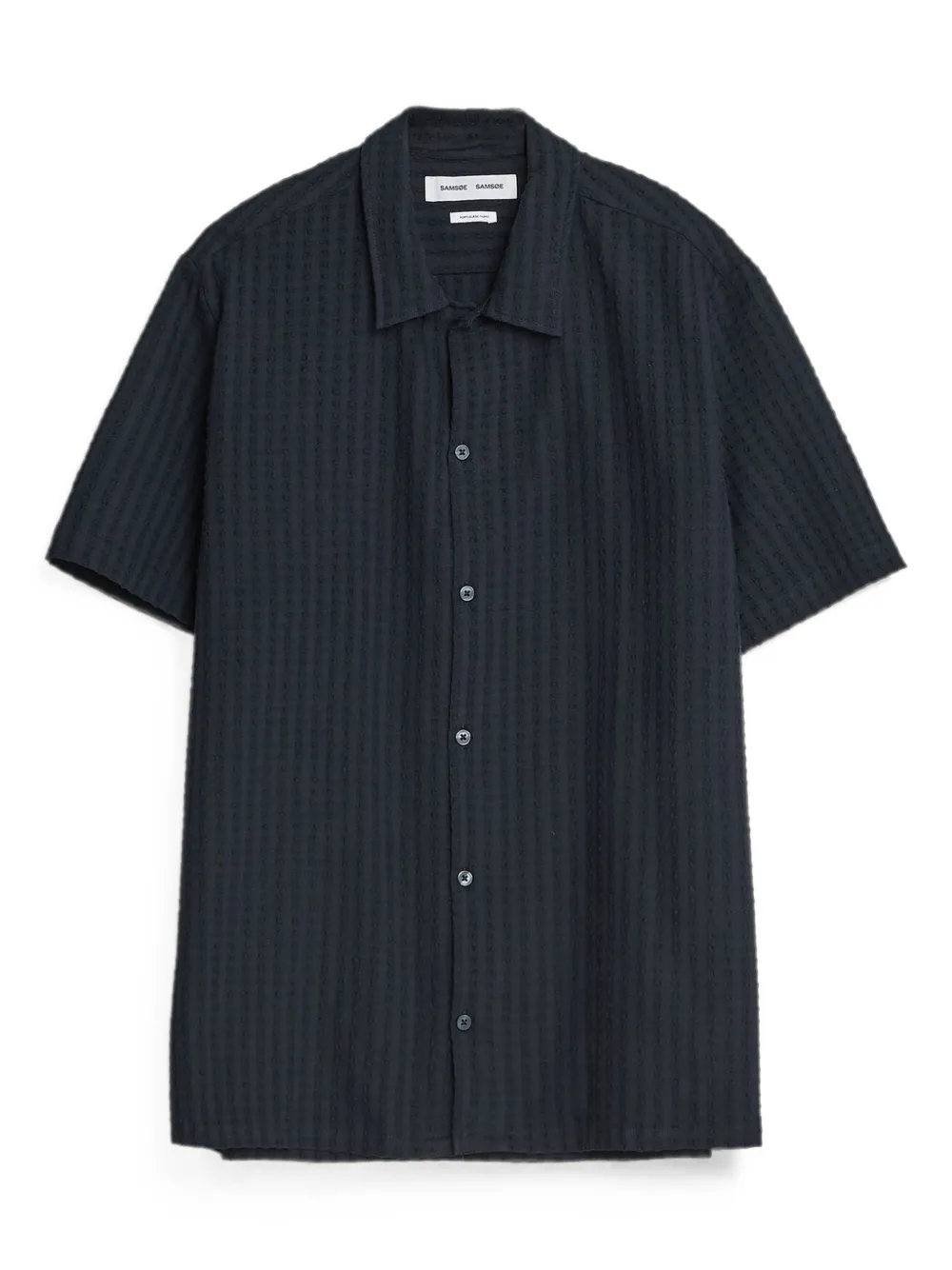  Samsoe Samsoe Avan Textured Short-sleeve Shirt - Azul 