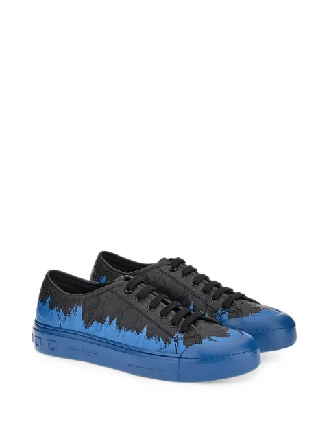 Ferragamo Gancini-embossed paint-splatter sneakers