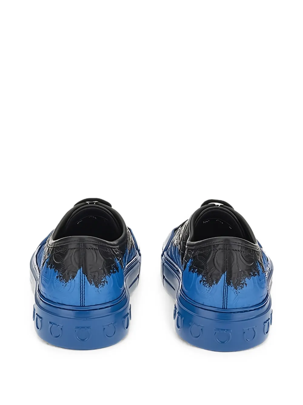 Ferragamo Gancini-embossed paint-splatter sneakers Zwart