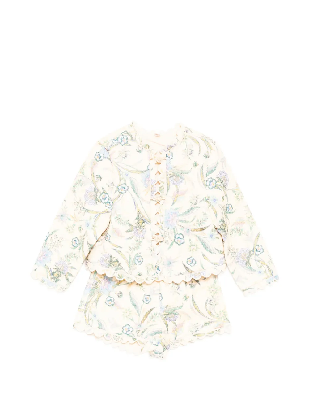 ZIMMERMANN Kids floral-print scalloped-edge jacket - Toni neutri