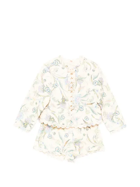 ZIMMERMANN Kids floral-print scalloped-edge jacket