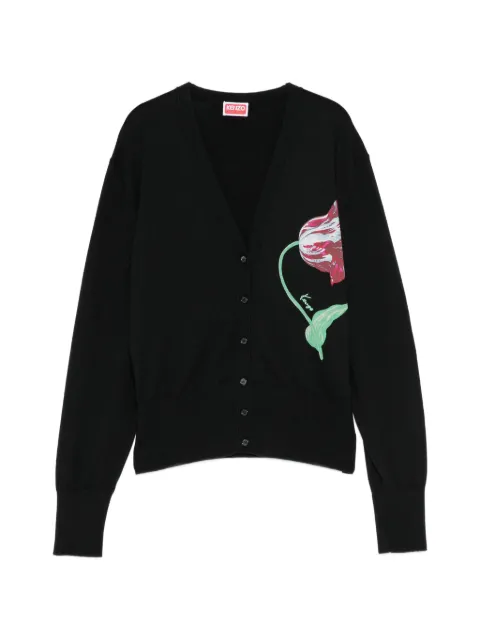 Kenzo Cardigan mit Blumen-Intarsie