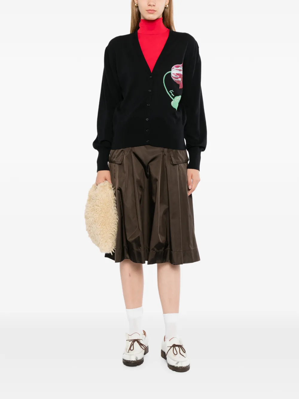 Kenzo Vest met V-hals en bloem intarsia Zwart