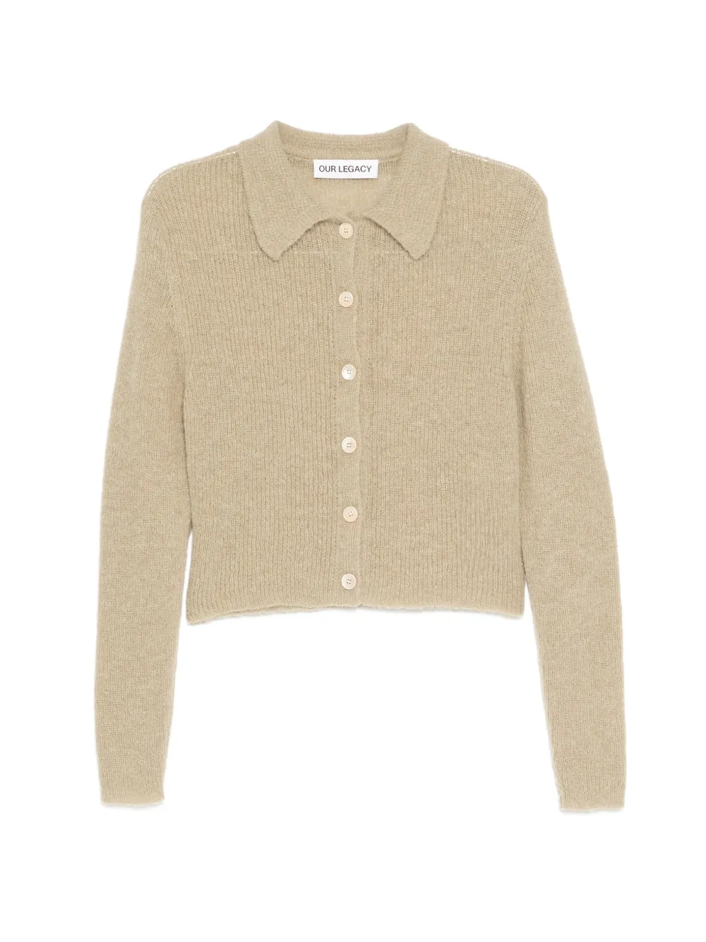 OUR LEGACY fuzzy-knit collared cardigan - Verde