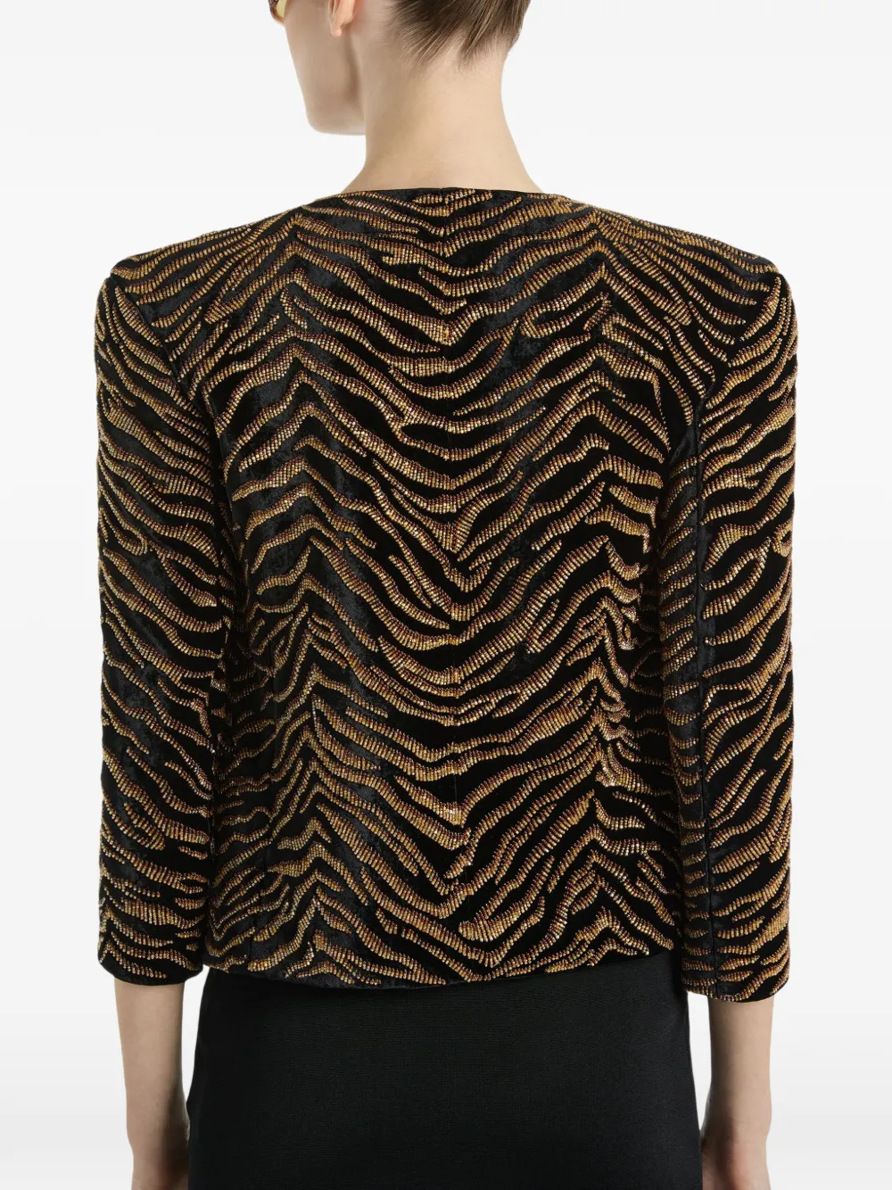 Balmain Fluwelen jack met geborduurde tijger Zwart
