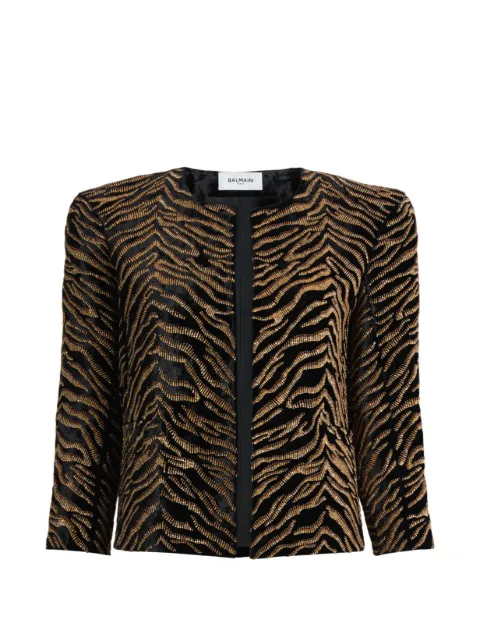 Balmain chamarra de terciopelo con bordado de tigre