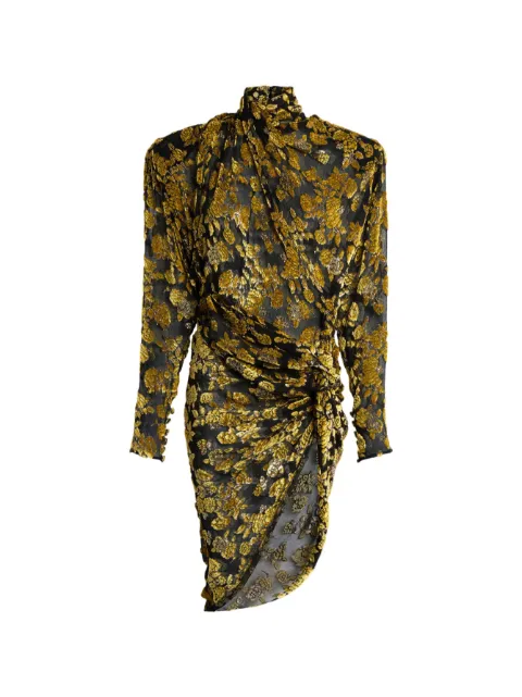 Balmain draped velvet-jacquard dress