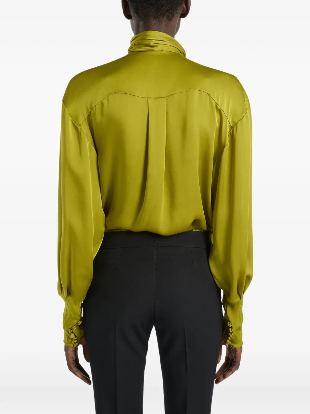 Balmain Gedrapeerde zijden Charmeuse blouse Groen