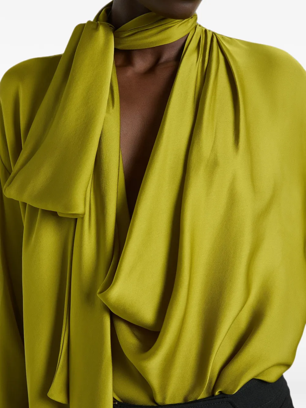 Balmain Gedrapeerde zijden Charmeuse blouse Groen