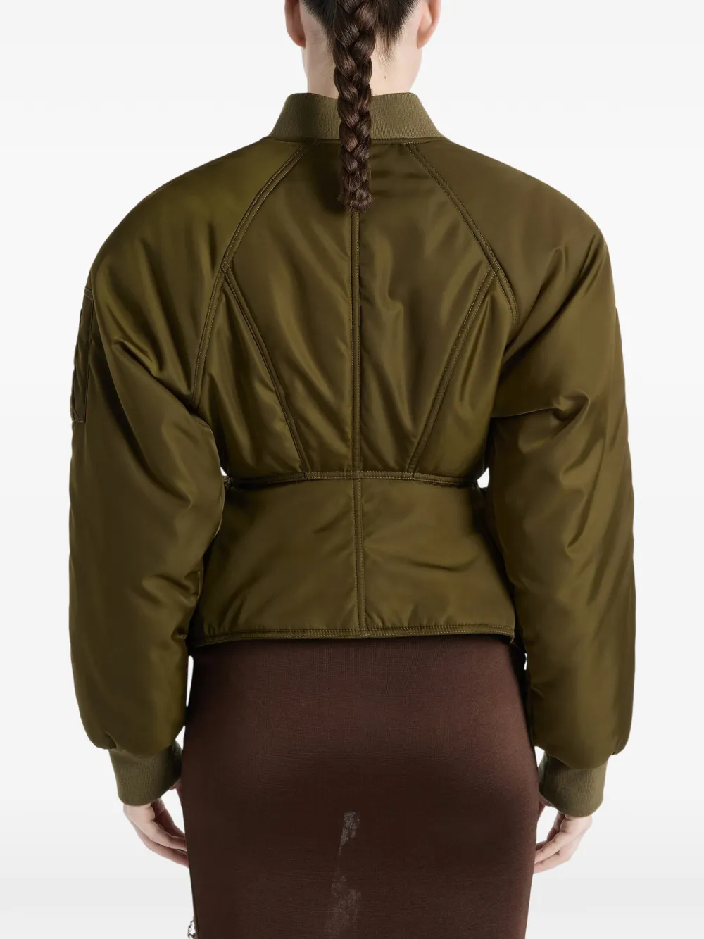 Balmain Nylon peplum jack Groen