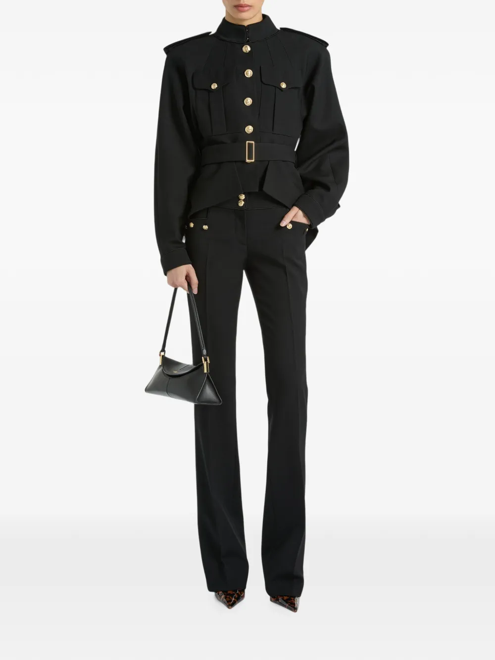 Balmain Wool Signature Jacket in Black, view 2