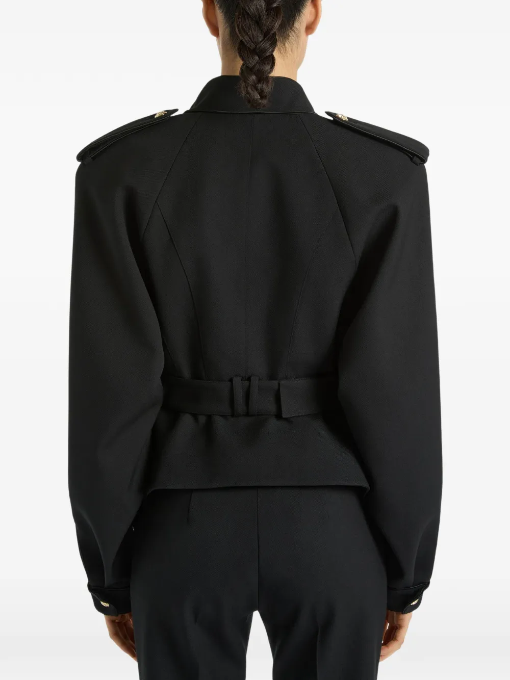 Balmain Wool Signature Jacket in Black, view 5