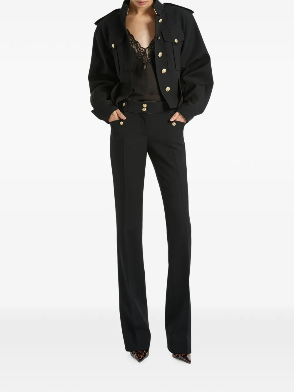 Balmain Garbadine wollen plooibroek Zwart
