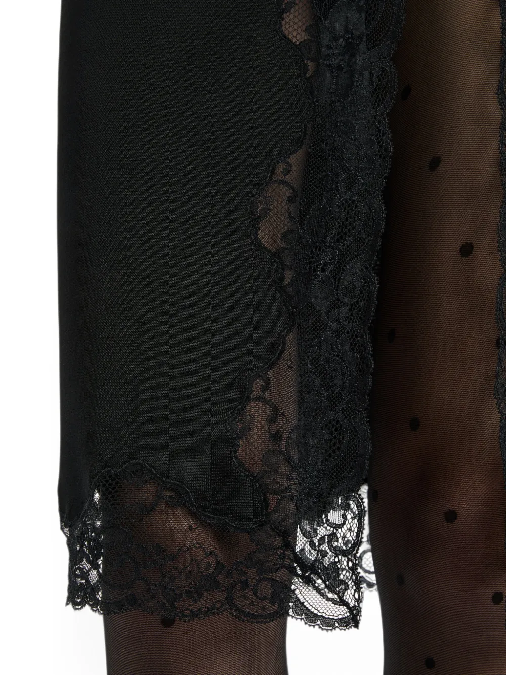 Balmain Gebreide midi-rok met kant Zwart