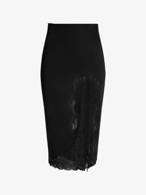 Balmain falda midi tejida con encaje