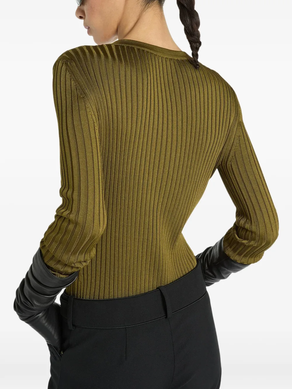 Balmain Ribgebreid vest met knopen Groen