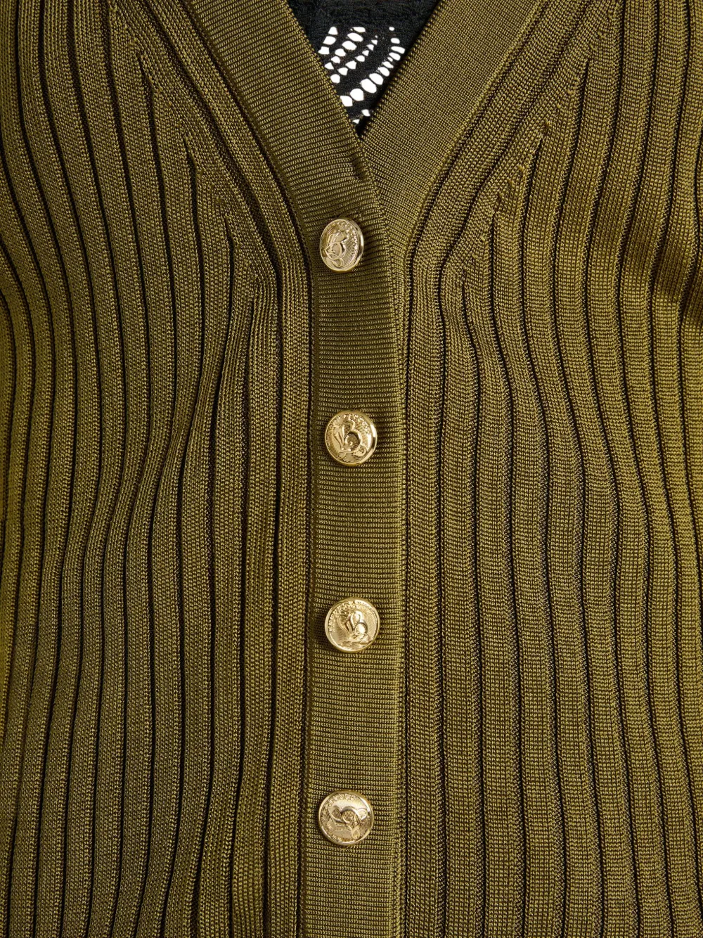 Balmain Ribgebreid vest met knopen Groen