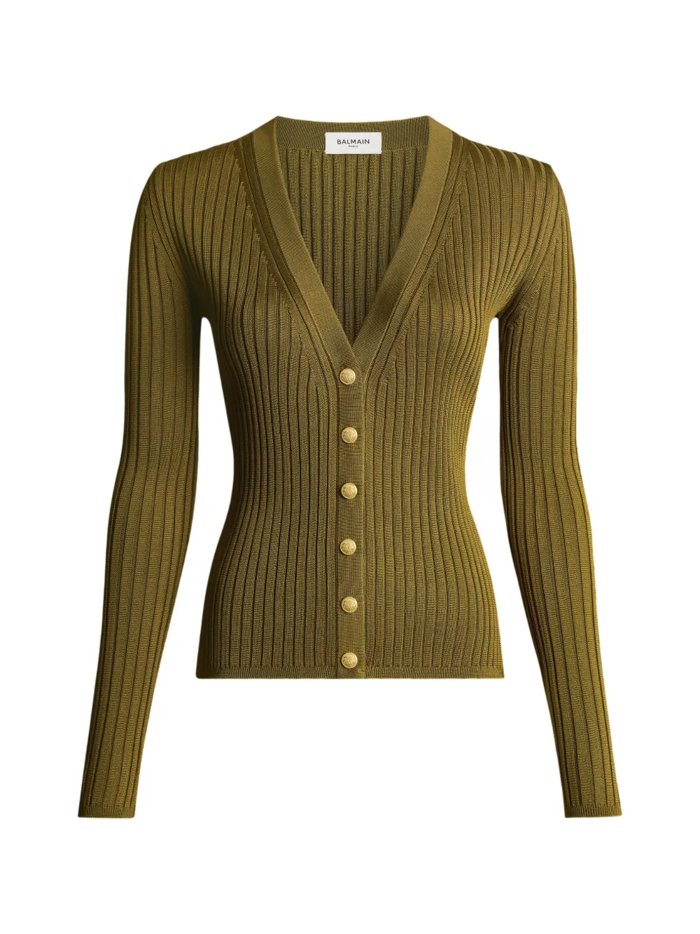 Balmain Cardigan a coste con bottoni - Verde