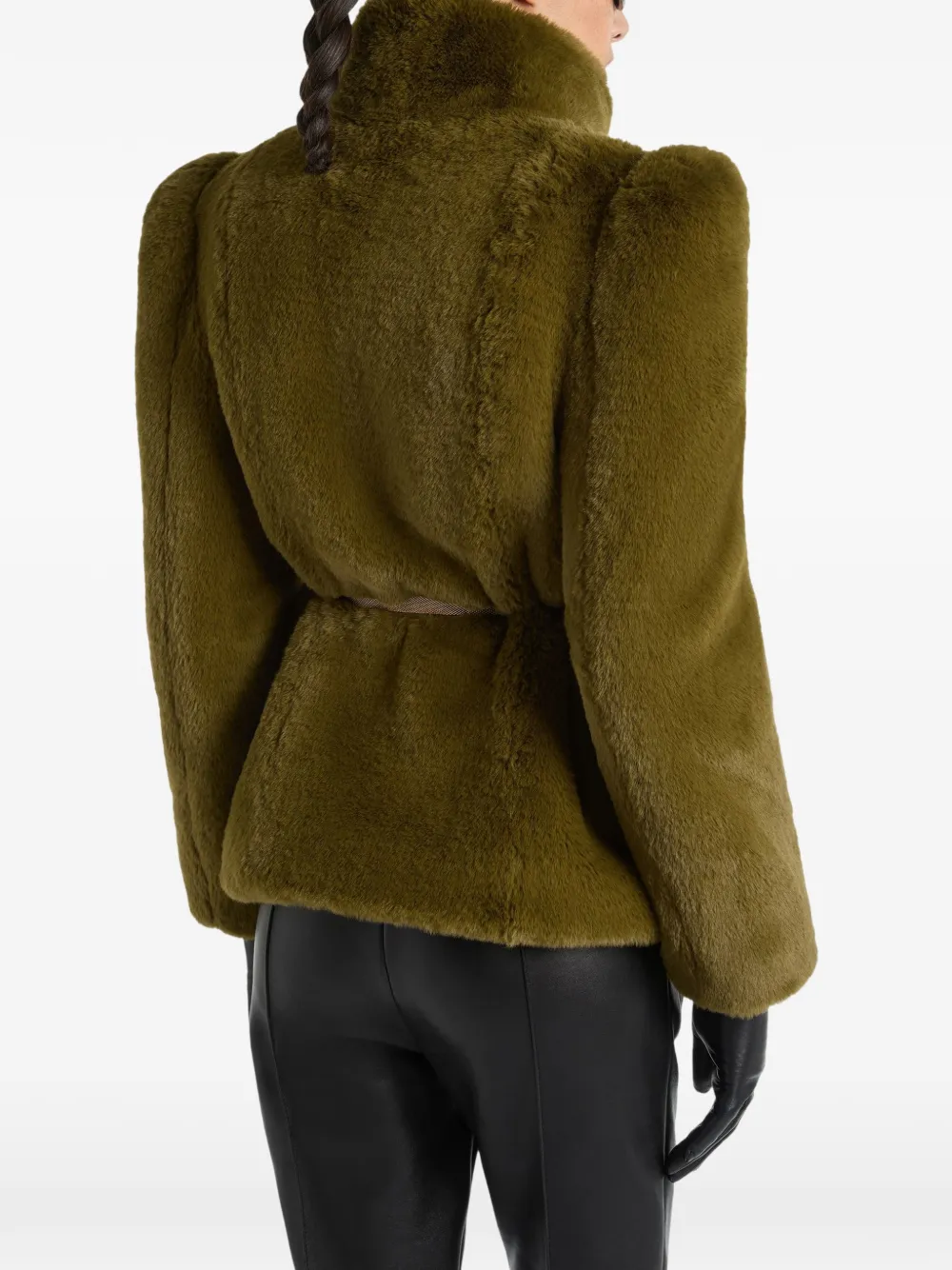 Balmain Jas van imitatiebont Groen