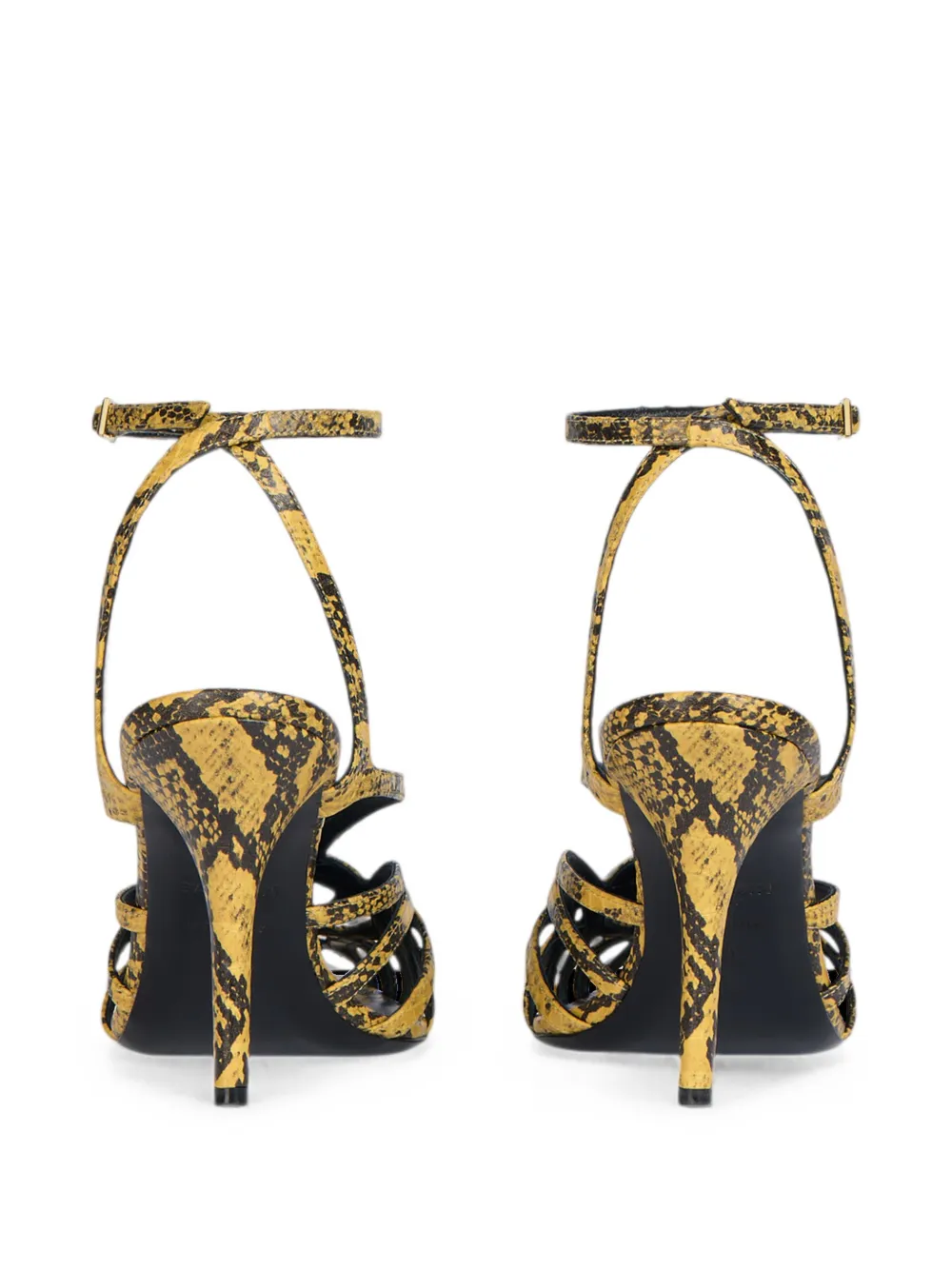 Balmain Sandalen met python-effect Geel